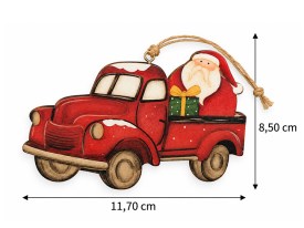 Adorno madera Navidad VEHICULOS ROJOS 